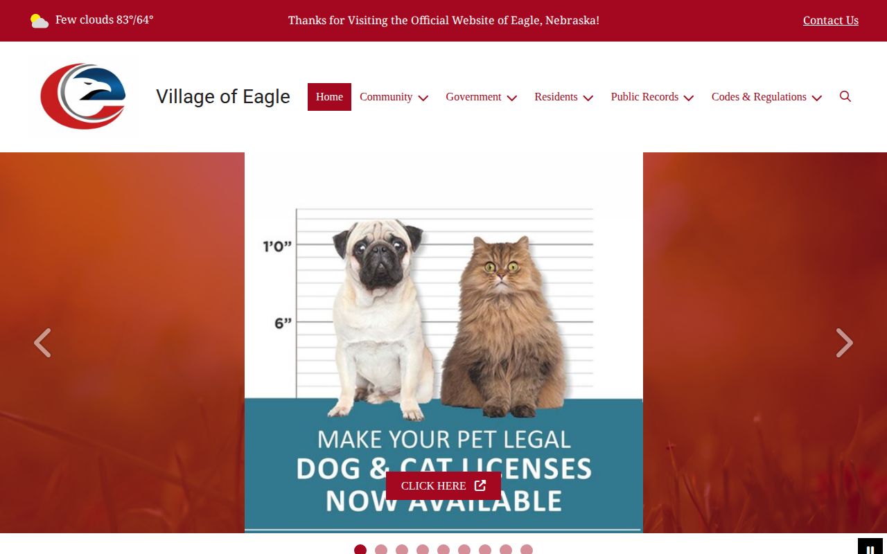 Village of Eagle official home page for municipal law-enforcement cooperation context